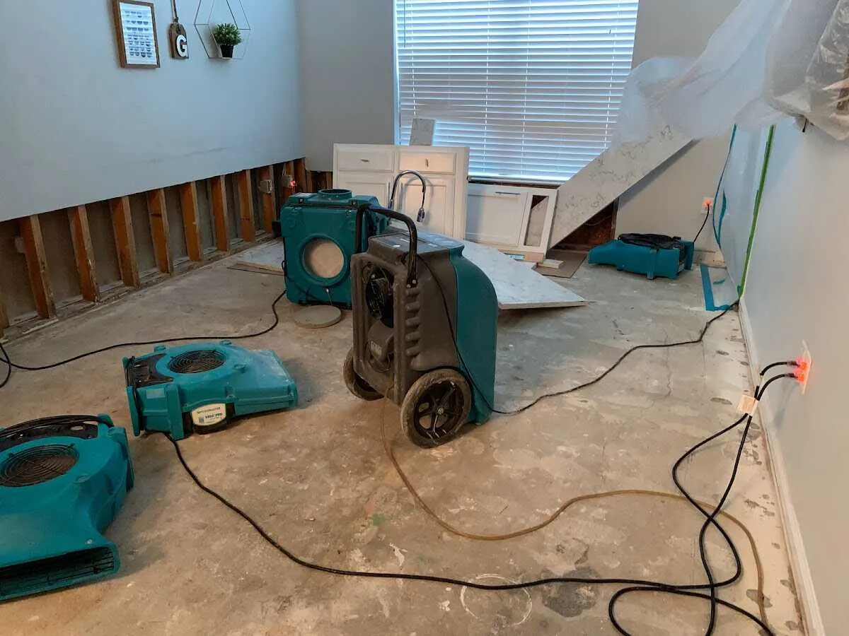 Dehumidifier in flood-cut room for Water Extraction & Removal in Southern Pines